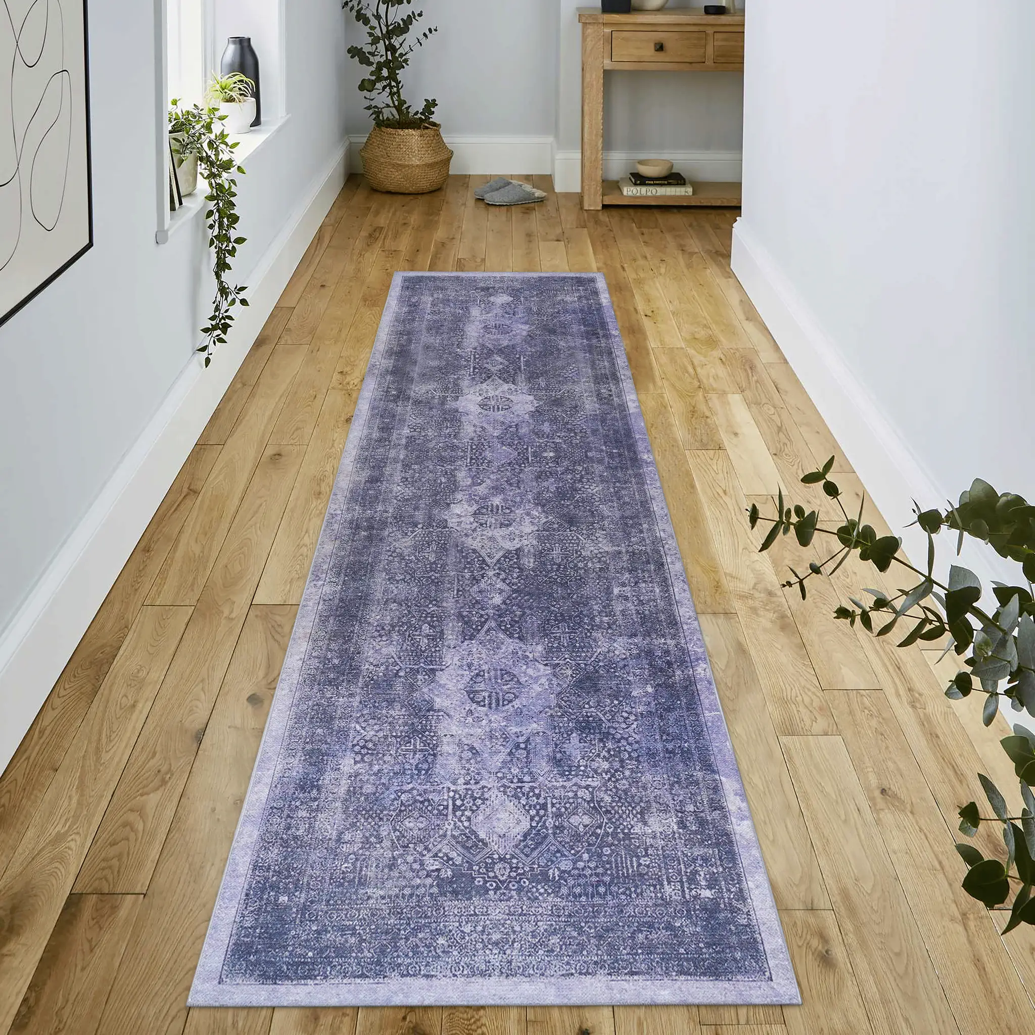 MAVAL Anthracite Washable Rug 2'6" x 10' Runner Rug by HouseOfZazla