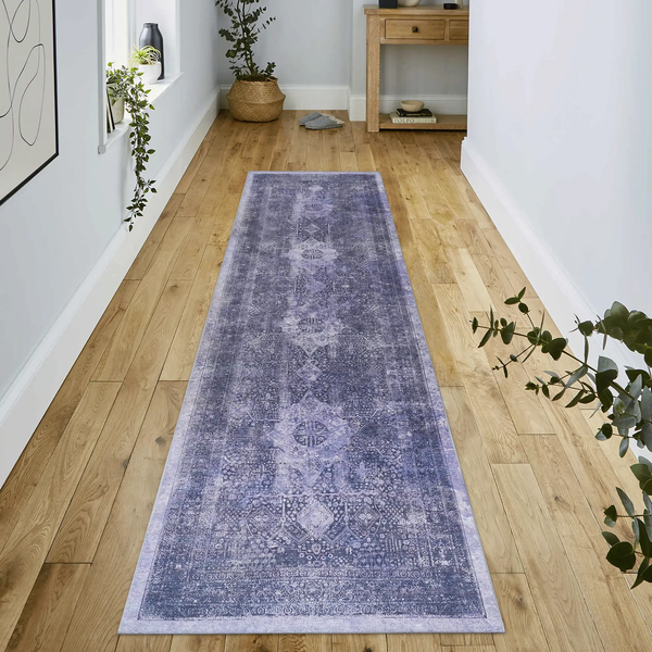 MAVAL Anthracite Washable Rug 2'6" x 10' Runner Rug