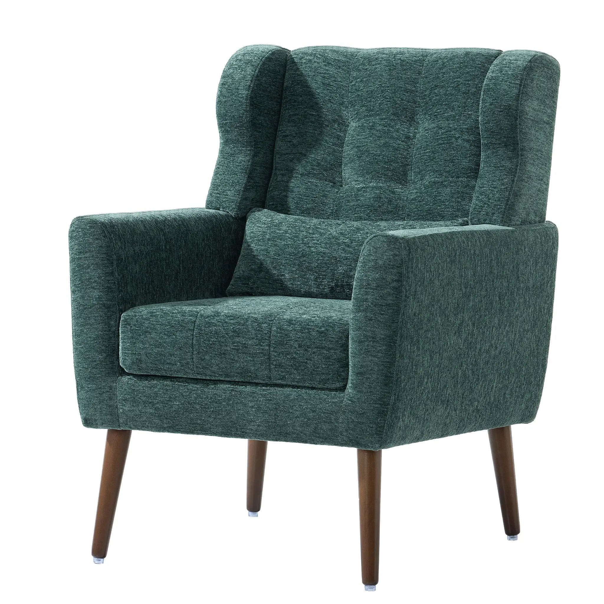Modern Accent Chair, Arm Chairs For Living Room, Upholstered Mordern Armchair, Comfy Soft Padded Lounge Chair In Small Space, Bedroom, With Pillow, Solid Wood Leg by Unique Piece Furniture