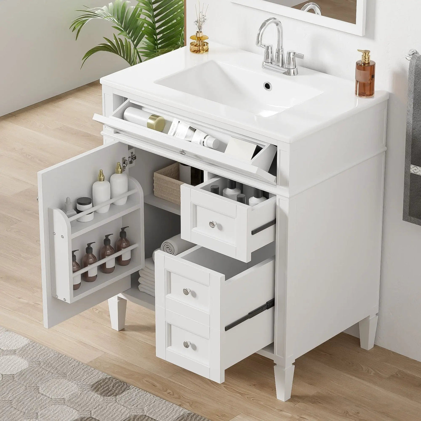 Bathroom Vanity With Top Sink, 2 Drawers & Tip Out Drawer by HouseOfZazla