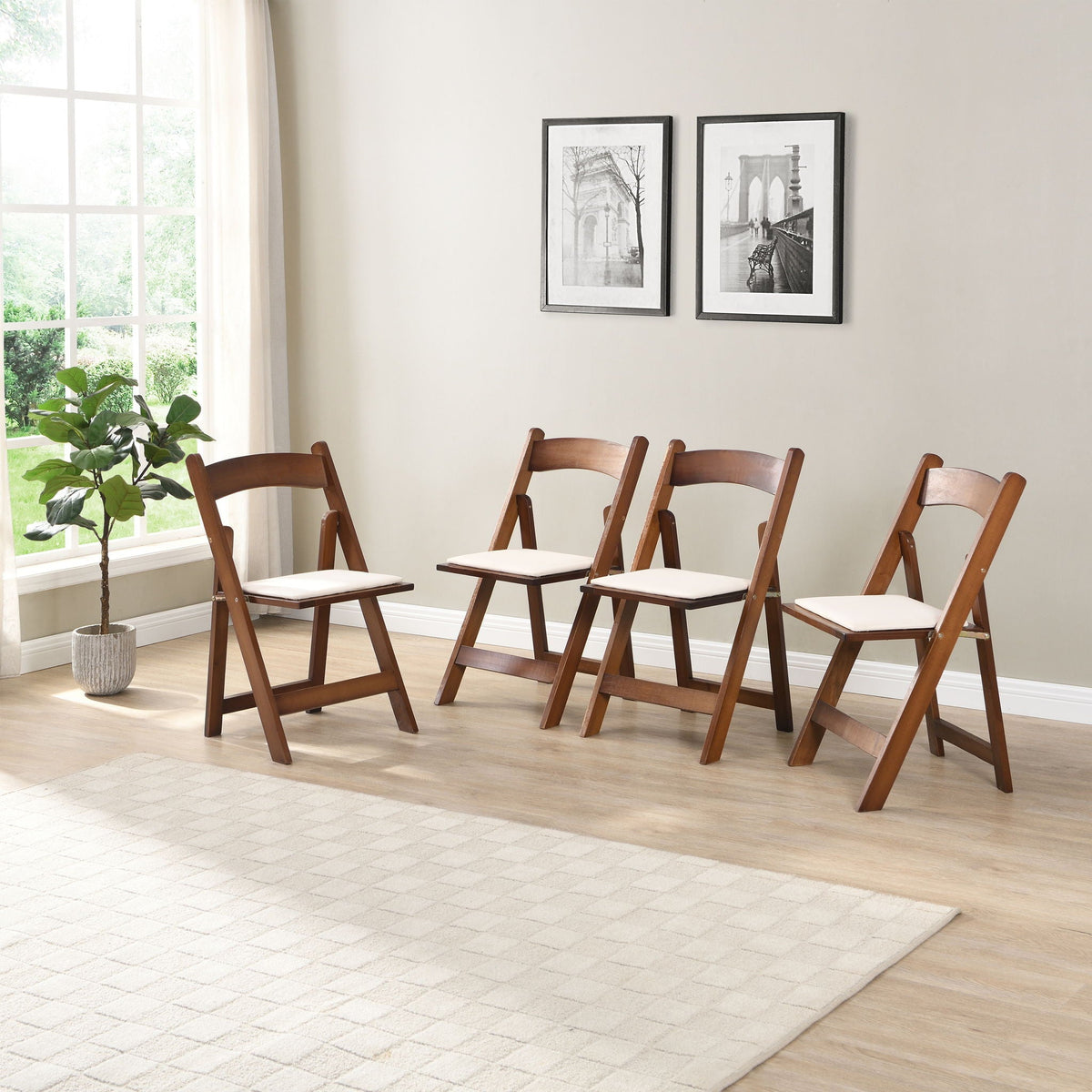 Solid Wood Upholstered Folding Chair Set, Dining Room (Set of 4), photo 9 of 14