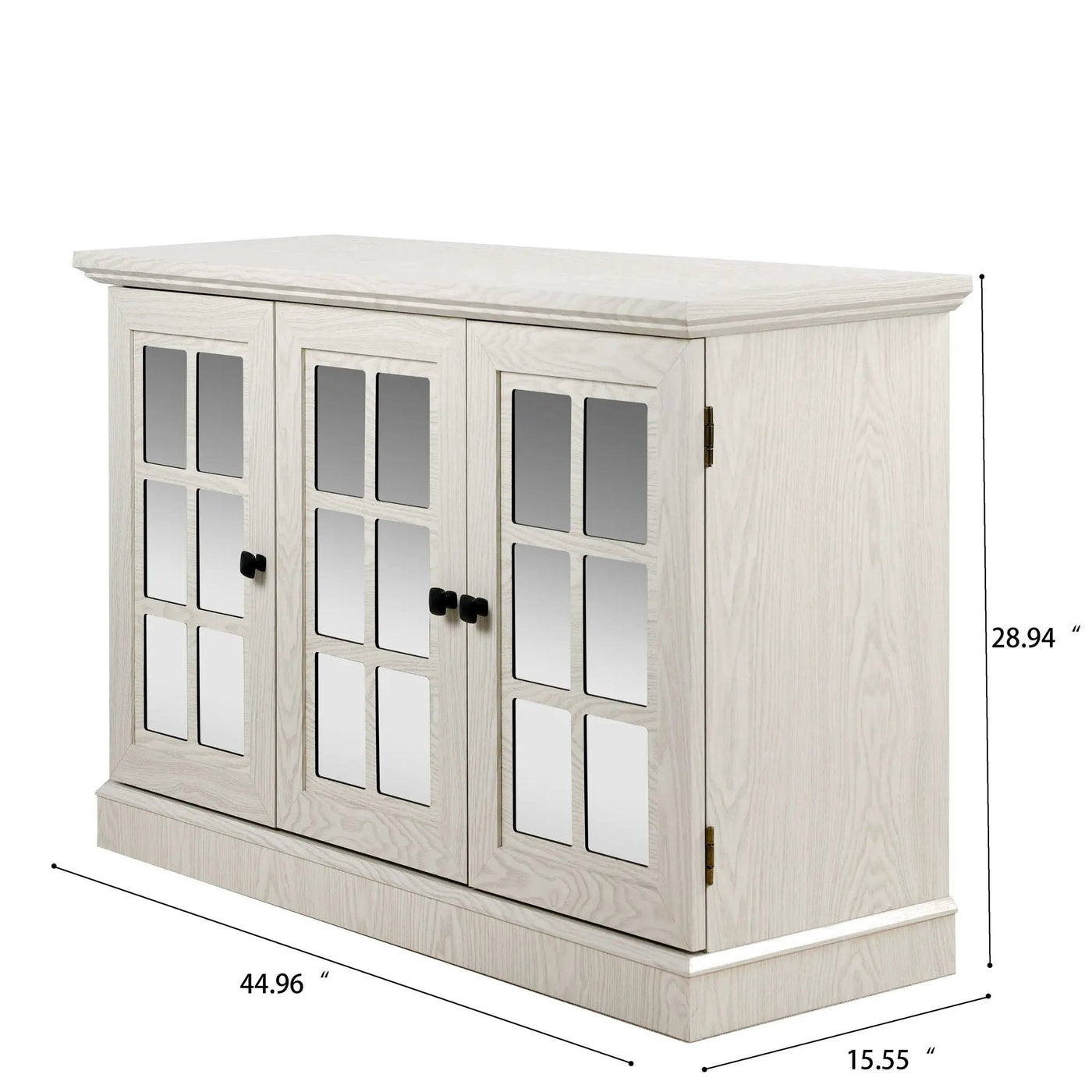 Storage Cabinet With 3 Mirrored Acrylic Doors, Adjustable Shelves by HouseOfZazla