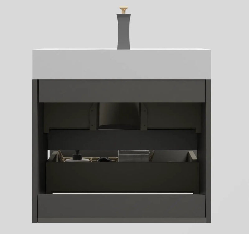 Alice - Bathroom Vanity With Sink, Large Storage Wall Mounted Floating Bathroom Vanity For Modern Bathroom, One-Piece Sink Basin Without Drain And Faucet by Unique Piece Furniture