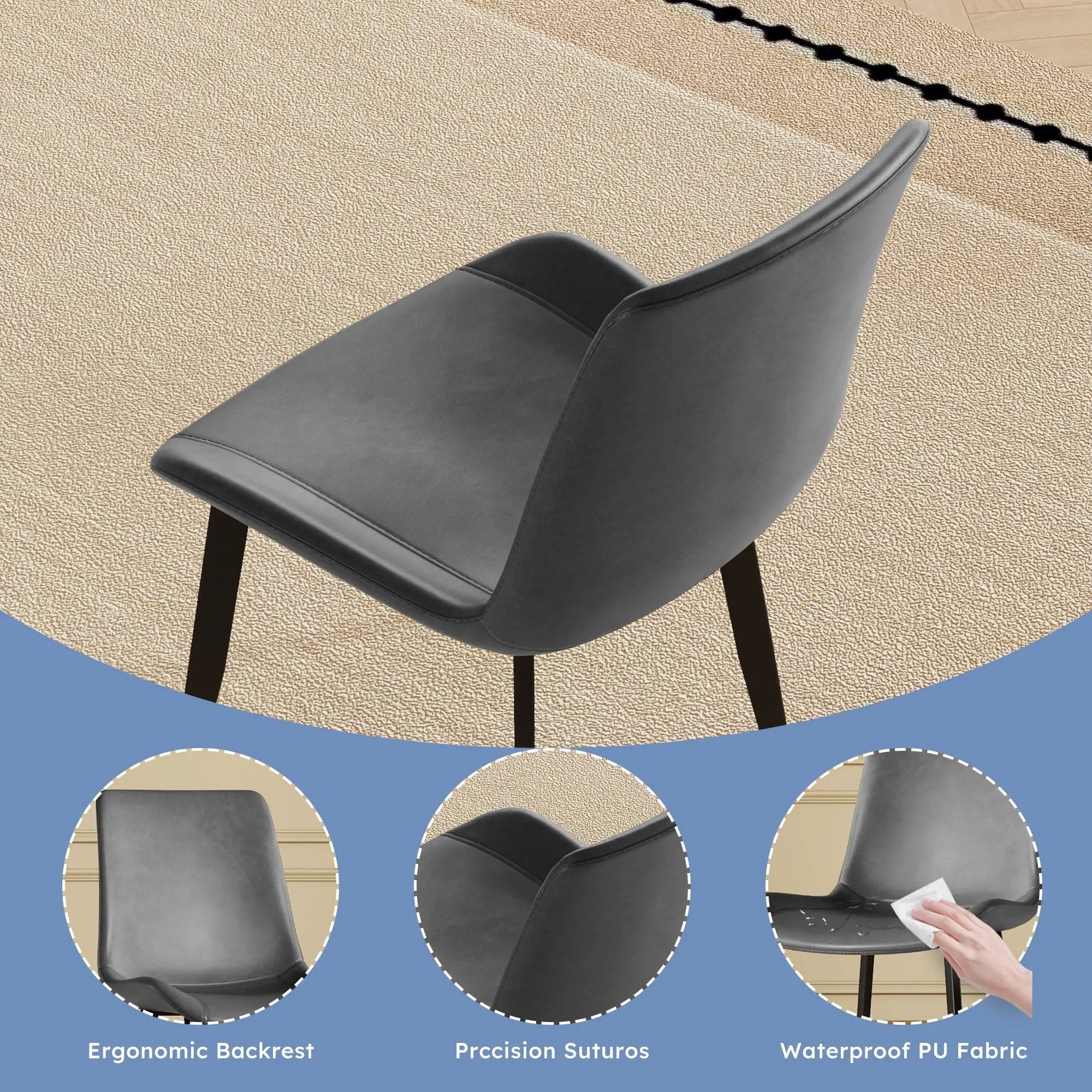 Modern Dining Chairs Ergonomic Design For Kitchen (Set of 4) by Unique Piece Furniture