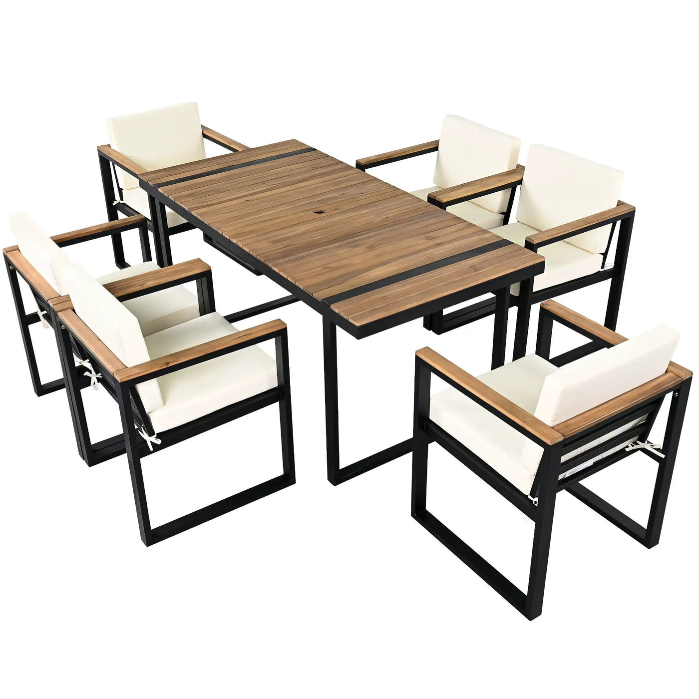 7 Pieces Outdoor Dining Set Patio Dining Table And Chair Set With And Removable Cushions For Patio by HouseOfZazla