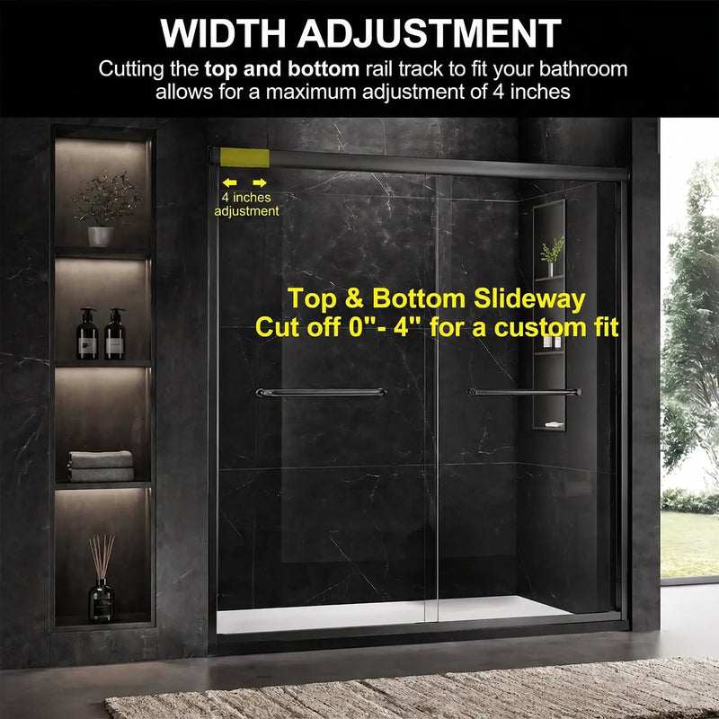 60" W x 74" H Door Sliding Frameless Shower Door with 6mm Tempered Glass LYM-02 Mat by HouseOfZazla