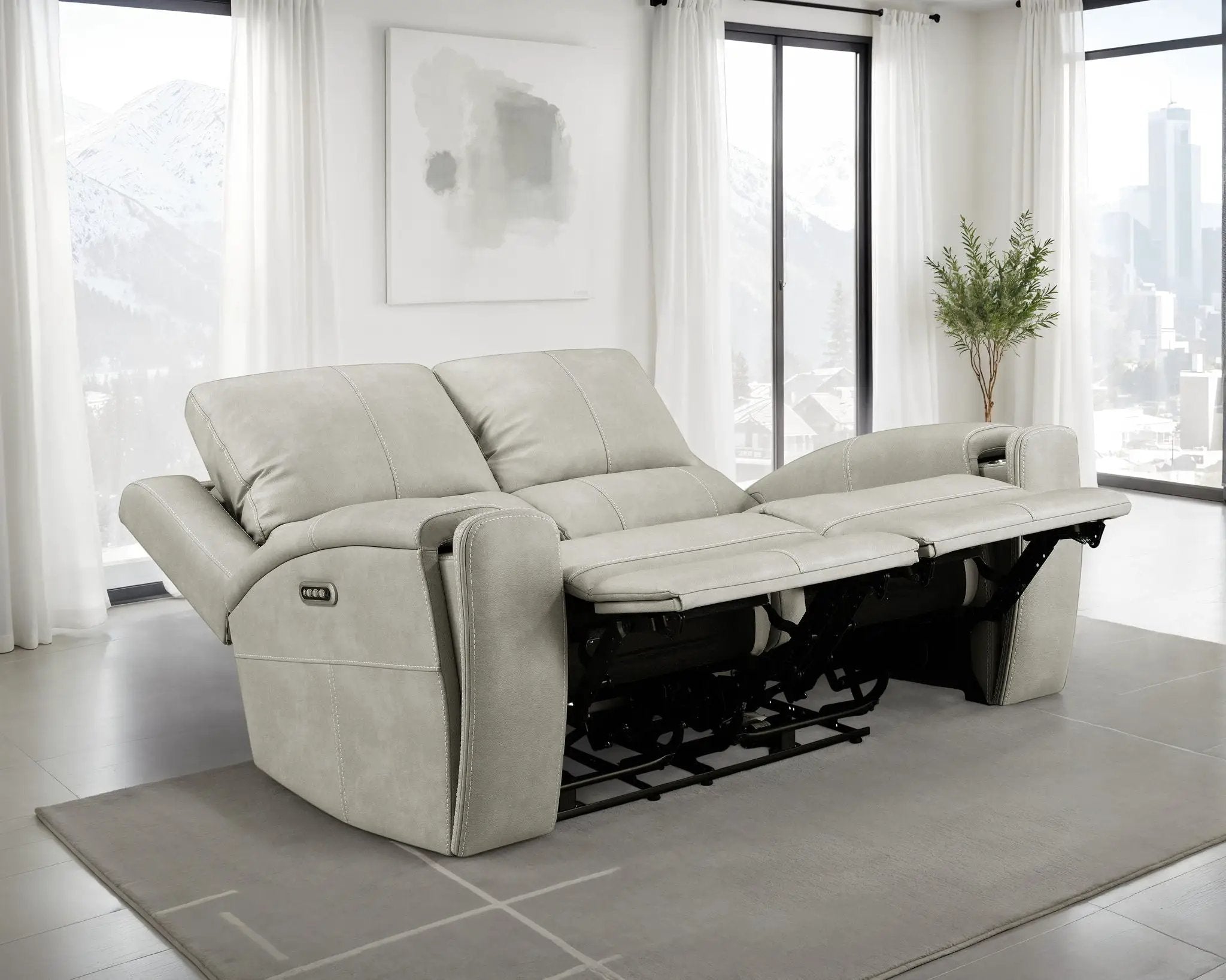 Brickston Triple Power Reclining Loveseat Grey by Unique Piece Furniture