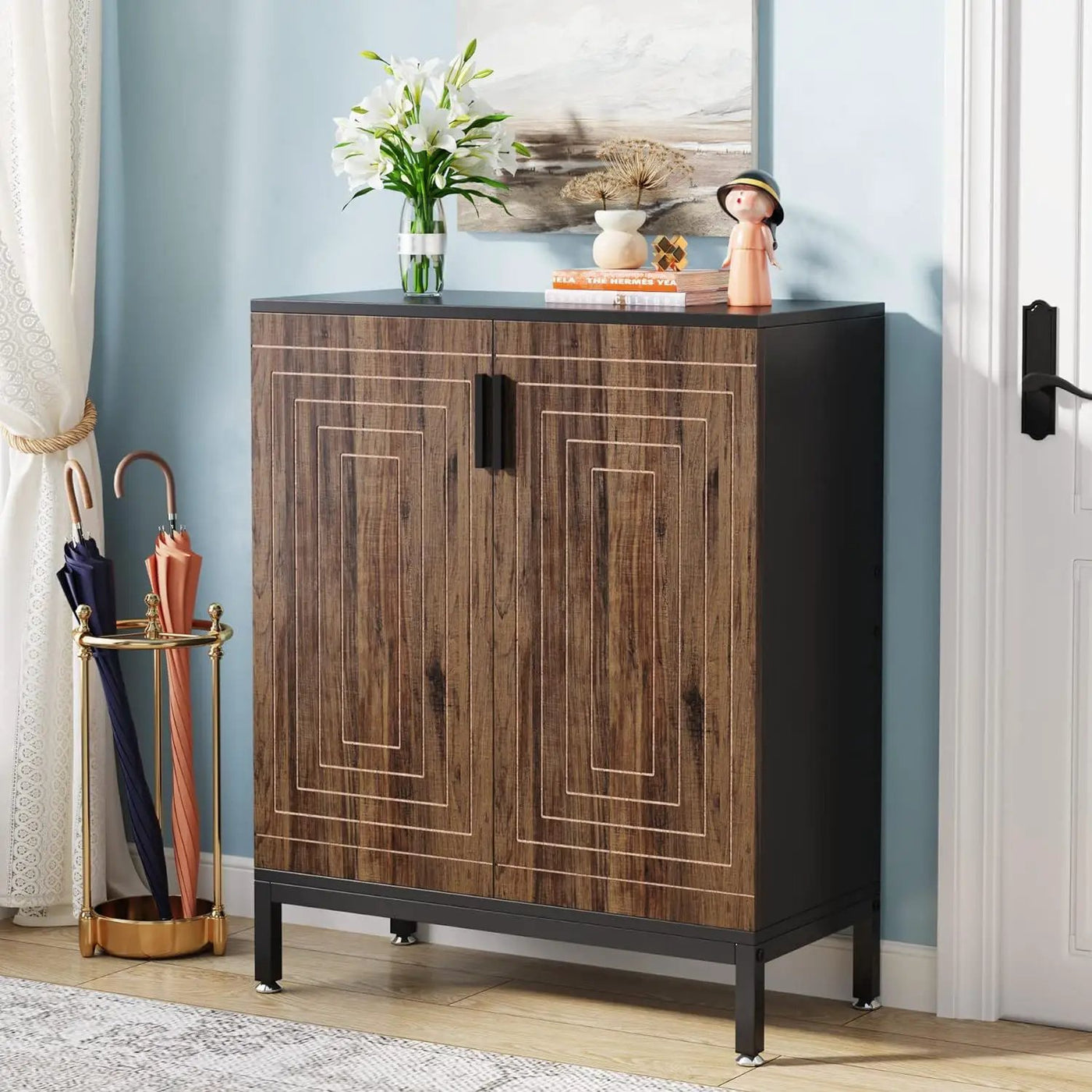 Shoe Cabinet With Doors, 5 Tiers Shoe Storage Organizer by HouseOfZazla