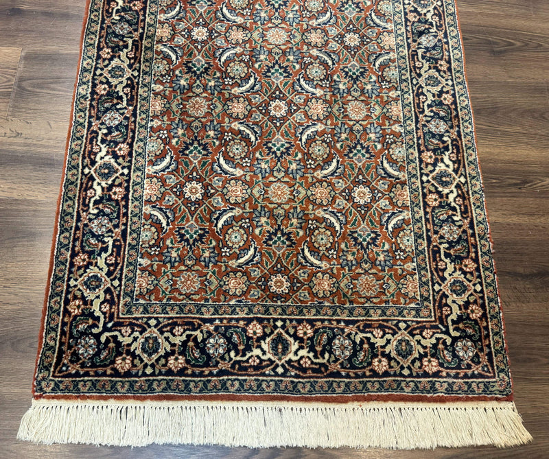 Indo Persian Bijar Rug 3x5, Red and Navy Blue, Allover Pattern, Fine Hand Knotted Wool Carpet by Jewel Rugs
