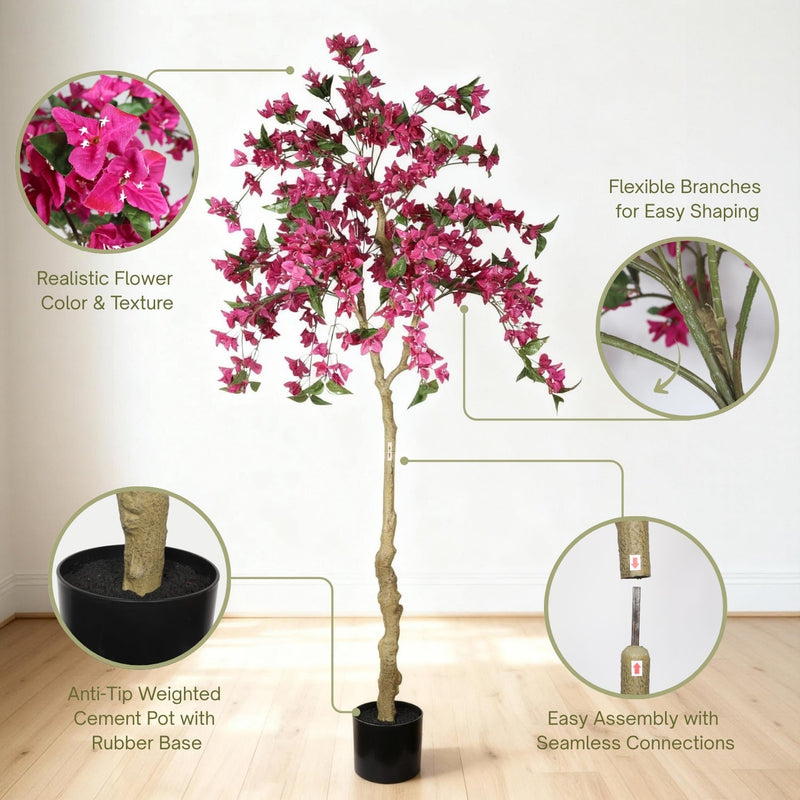 6FT Artificial Bougainvillea Tree with, photo 4 of 8