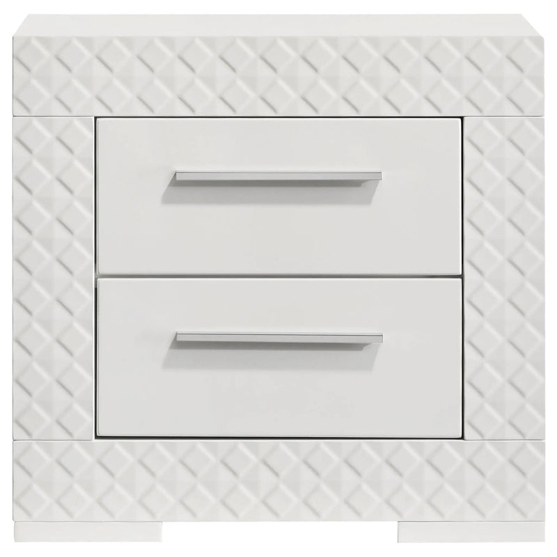 Ives 2-drawer Nightstand Bedside Table White High Gloss by Unique Piece Furniture