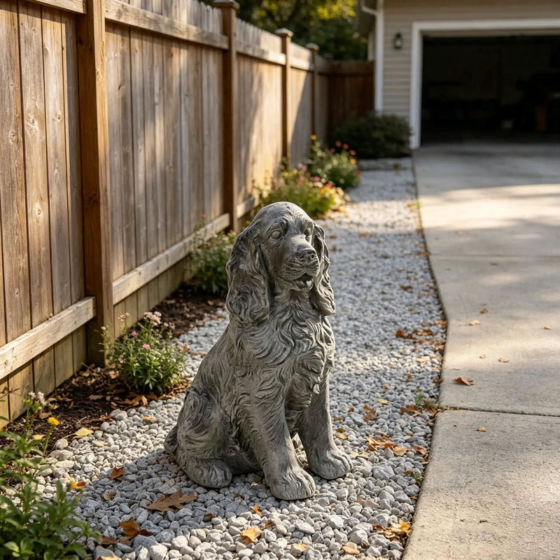 20'' Antique Finish Realistic Sitting Cocker Spaniel Dog Statue by HouseOfZazla