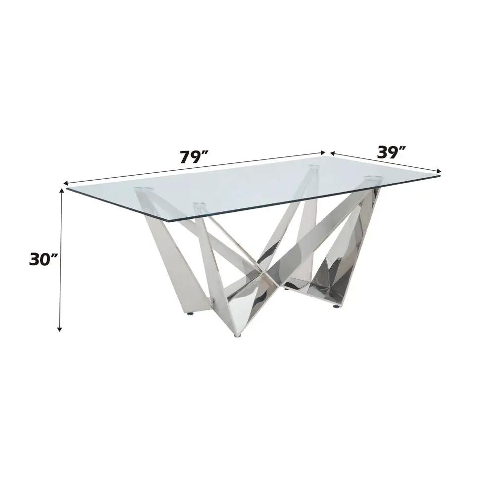 Dekel - Dining Table - Clear Glass Top & Stainless Steel by Unique Piece Furniture