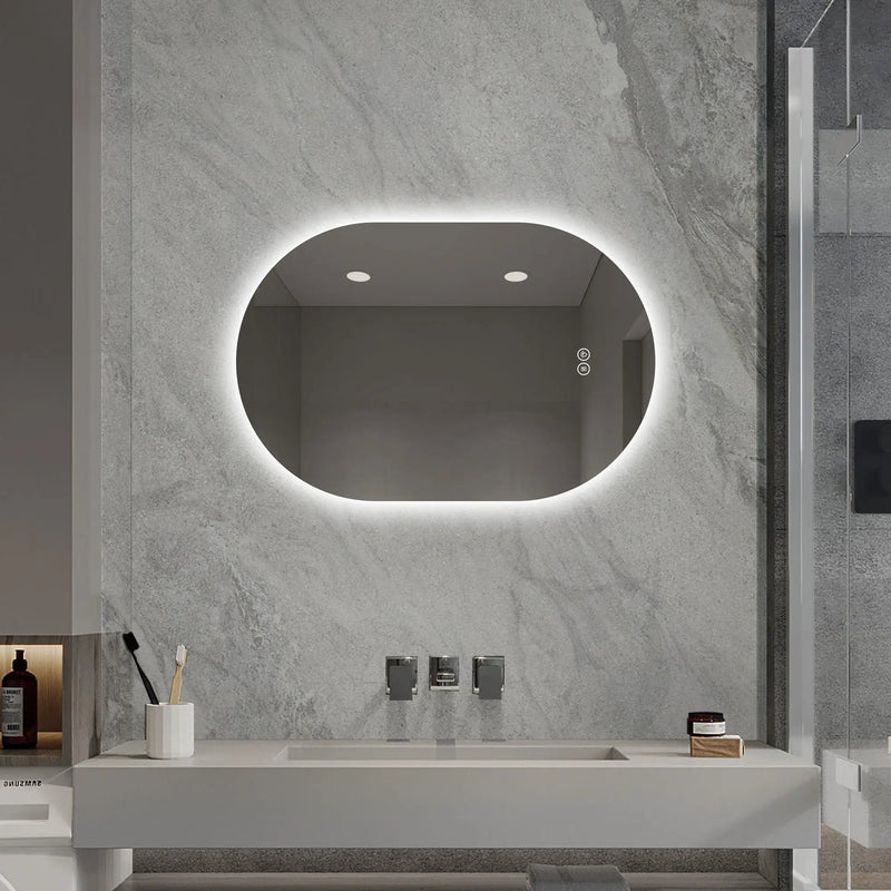 Smart Wall Mounted LED Touch Screen Mirror With Anti-Fog Function And Adjustable Lighting by Unique Piece Furniture