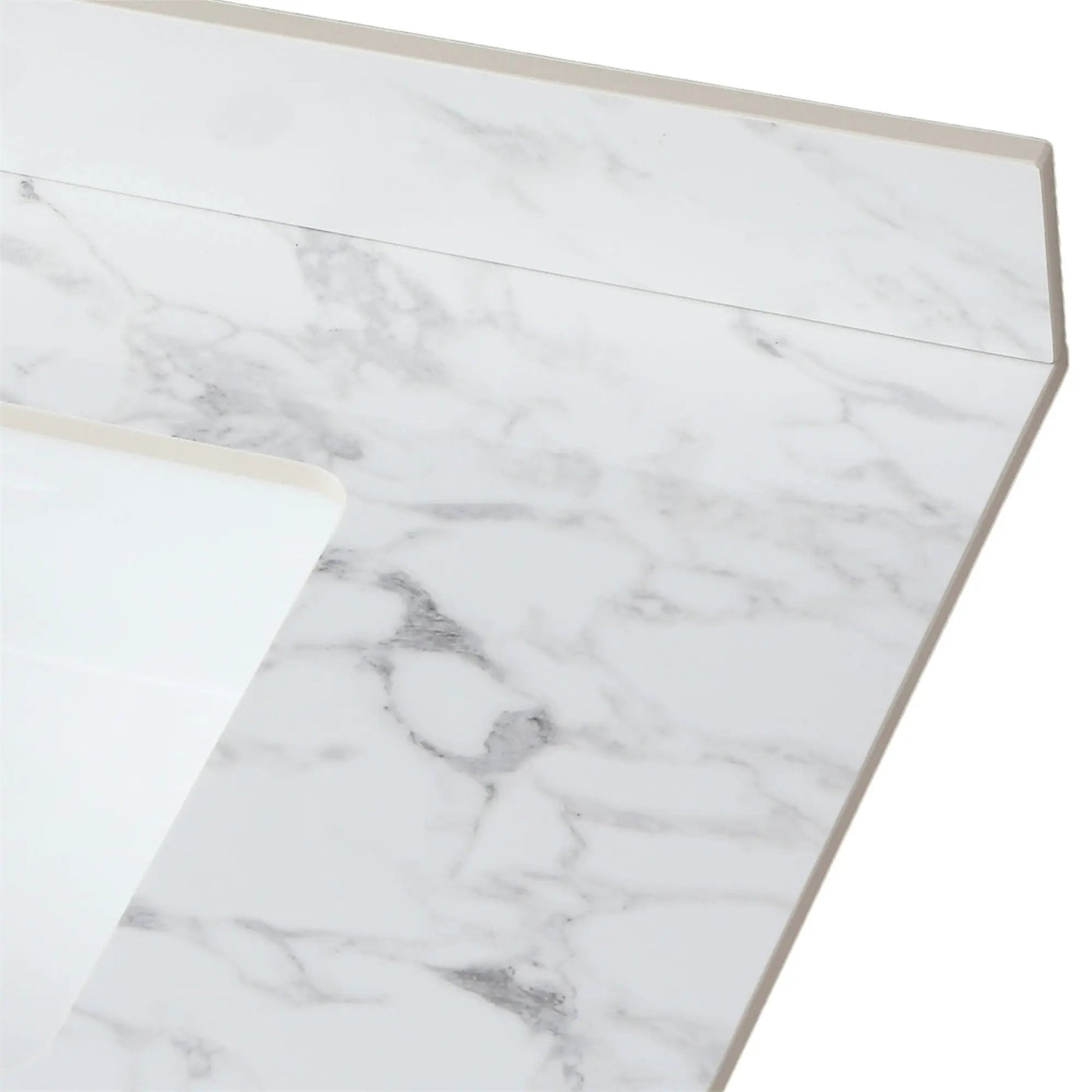 Elegant Bathroom Vanity Top With Rectangular Ceramic Sink And Backsplash by HouseOfZazla