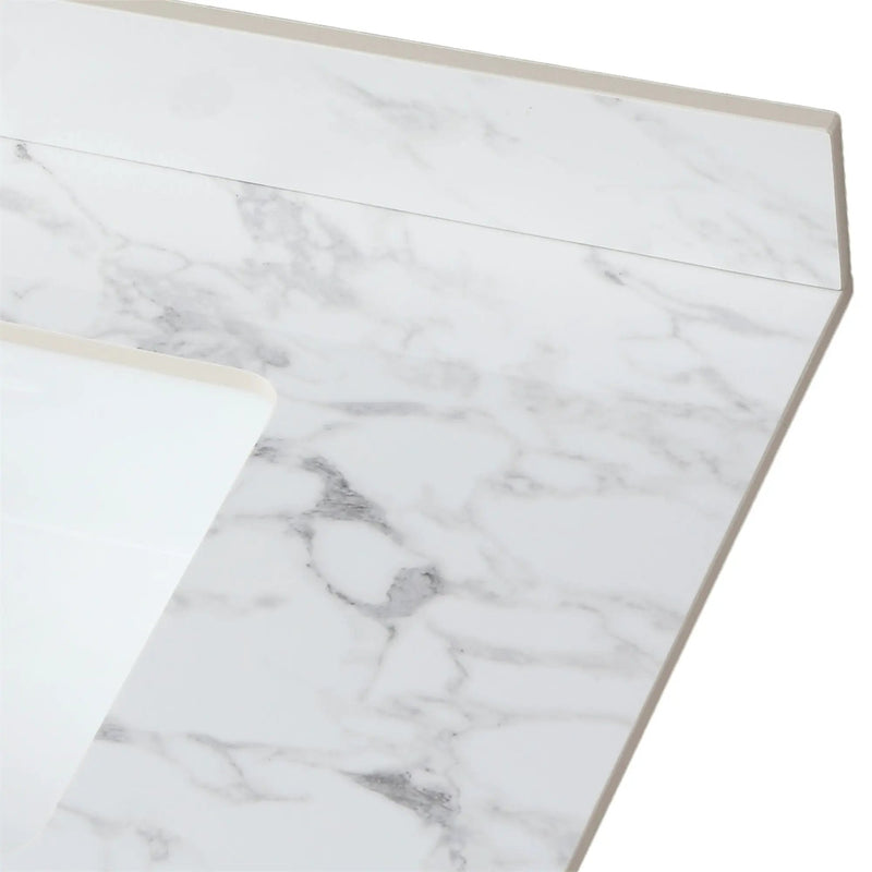 Elegant Bathroom Vanity Top With Rectangular Ceramic Sink And Backsplash by HouseOfZazla
