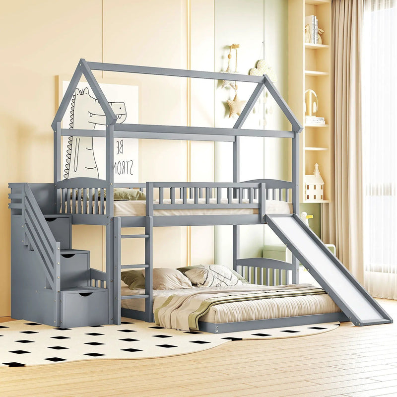 House Bunk Bed With Slide by HouseOfZazla