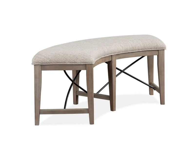 Paxton Place - Curved Bench With Upholstered Seat - Dovetail Gray by Unique Piece Furniture