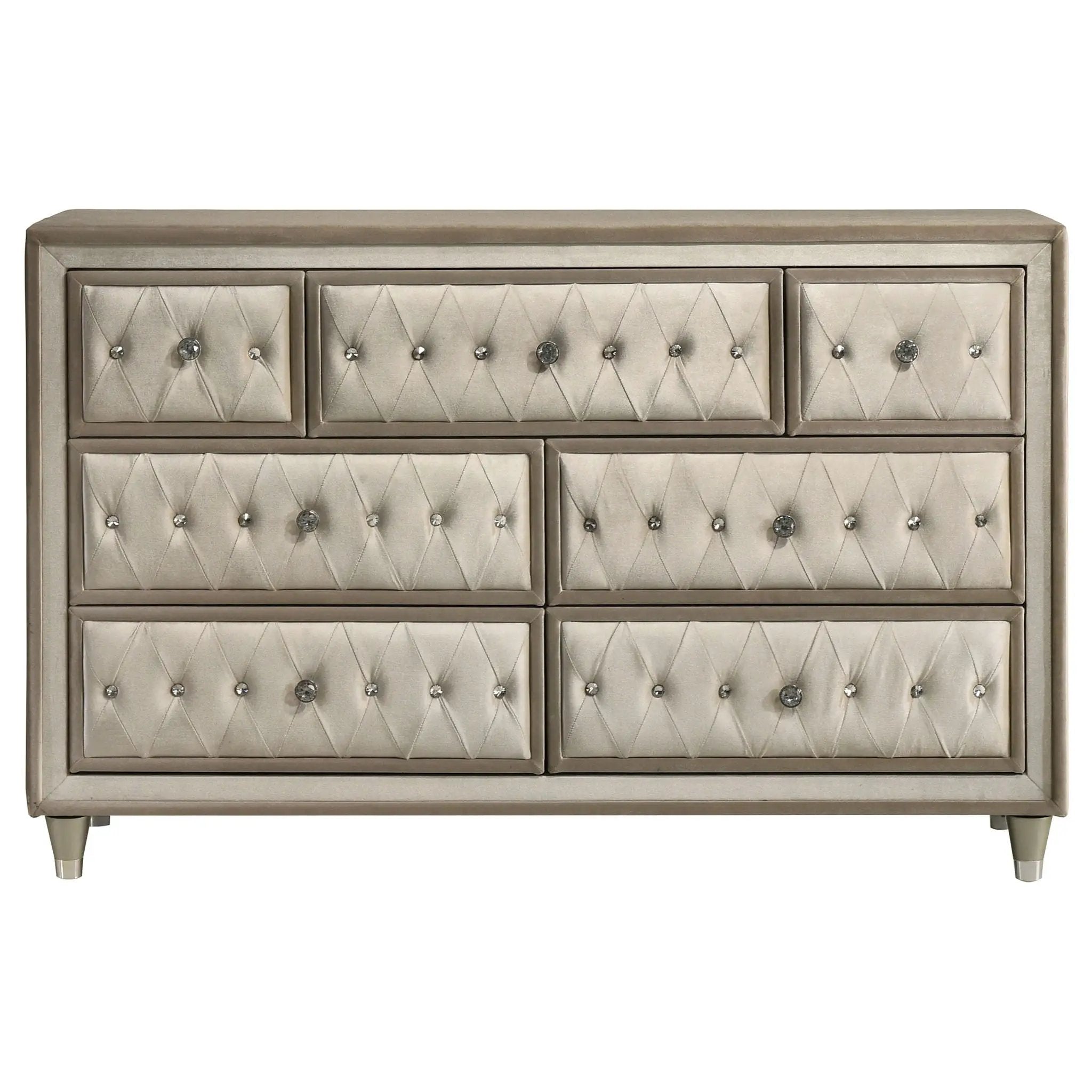 Antonella 7-drawer Upholstered Dresser Ivory and Camel by Unique Piece Furniture
