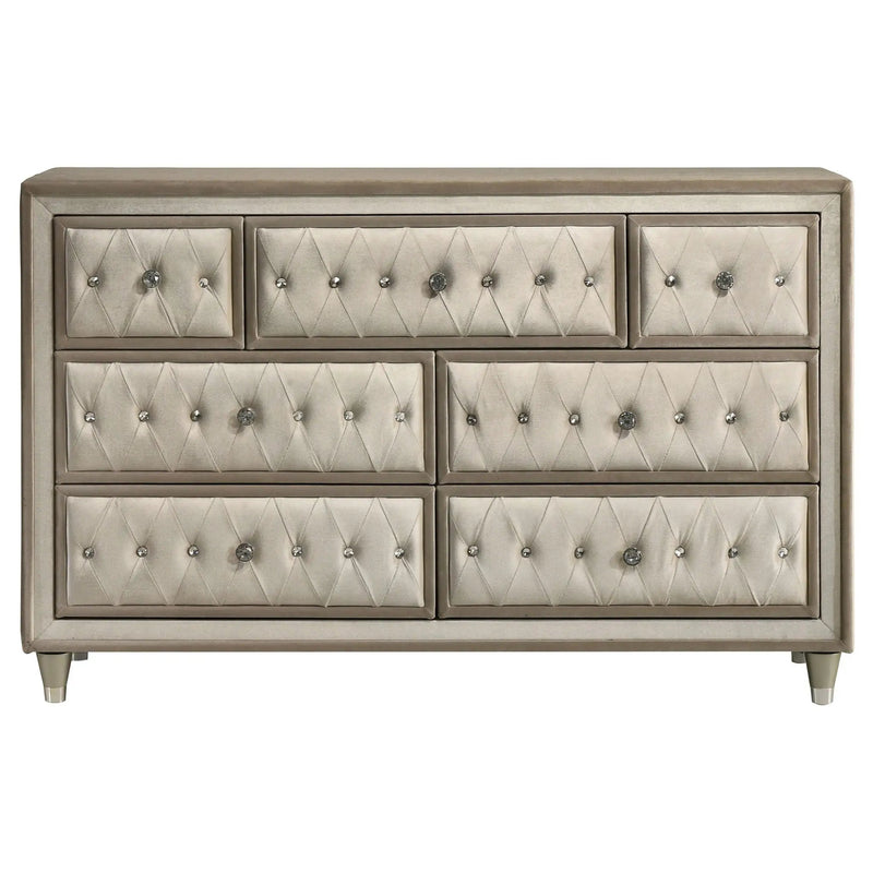 Antonella 7-drawer Upholstered Dresser Ivory and Camel by Unique Piece Furniture