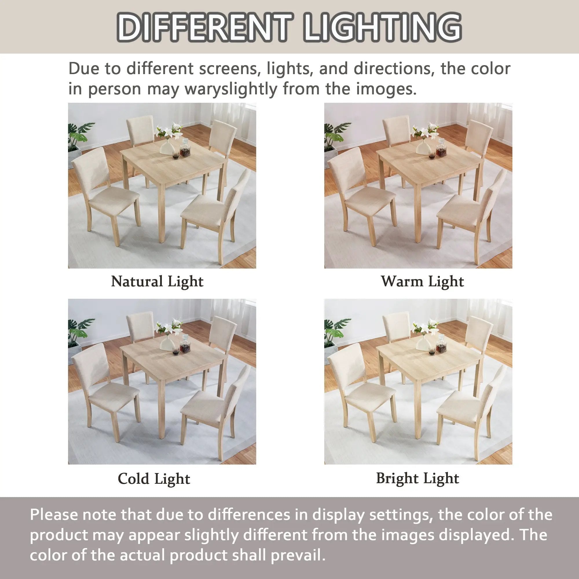 Modern 5-Piece Wooden Dining Table Set for 4 People in Light Oak by HouseOfZazla
