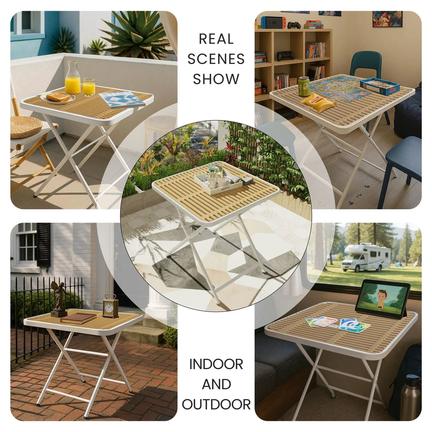 4 Piece Set Of Modern Designed Single Chairs With Folding Square Table by HouseOfZazla