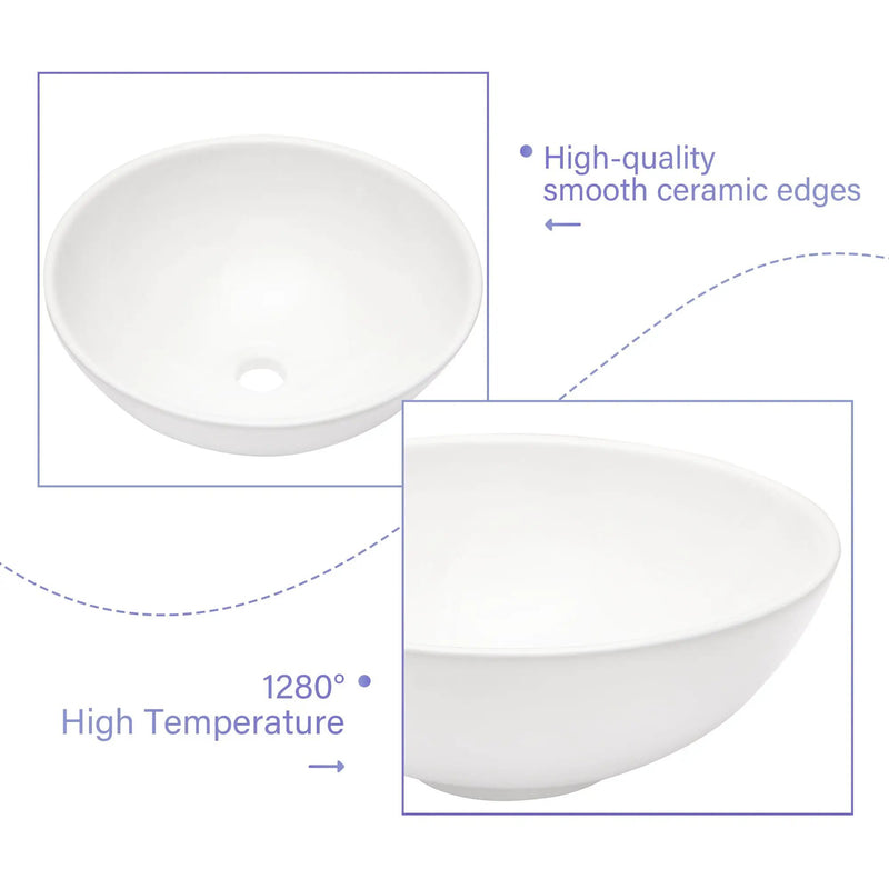Modern Ceramic Circular Vessel Bathroom Sink by HouseOfZazla