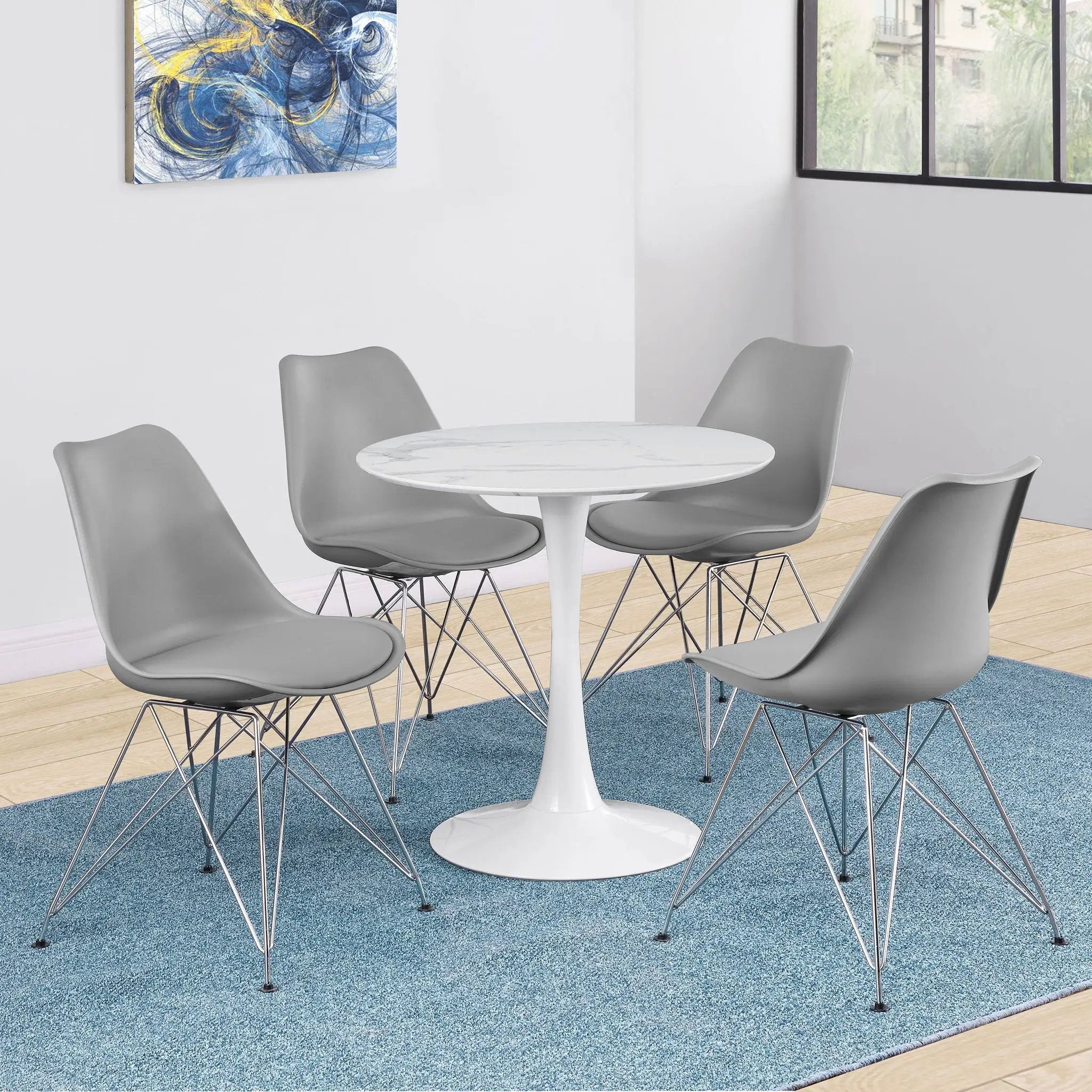 Padded Side Chair And Soft Upholstered Seat (Set of 2) - Gray by HouseOfZazla