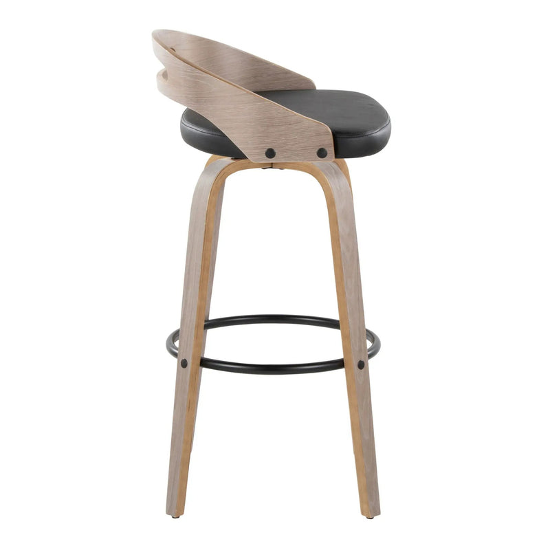 Cassis - Mid Century Modern Fixed Height Barstool With Swivel With Round Footrest (Set of 2) by Unique Piece Furniture