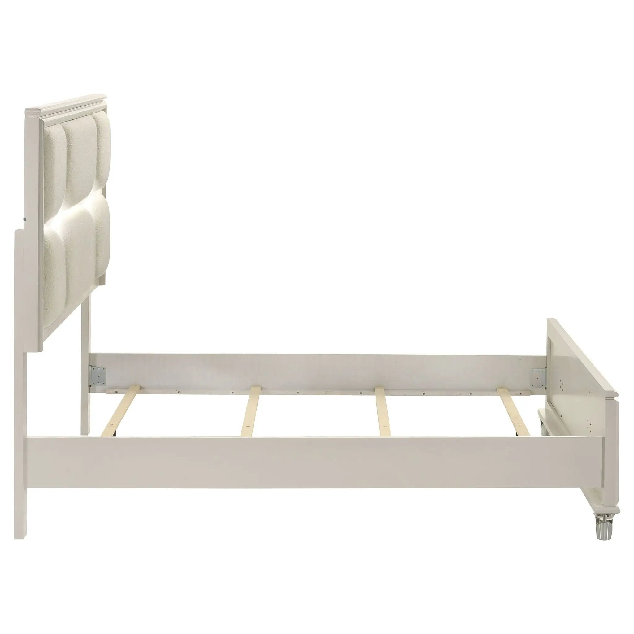 Olivia Queen Panel Bed LED Headboard Pearl White by Unique Piece Furniture