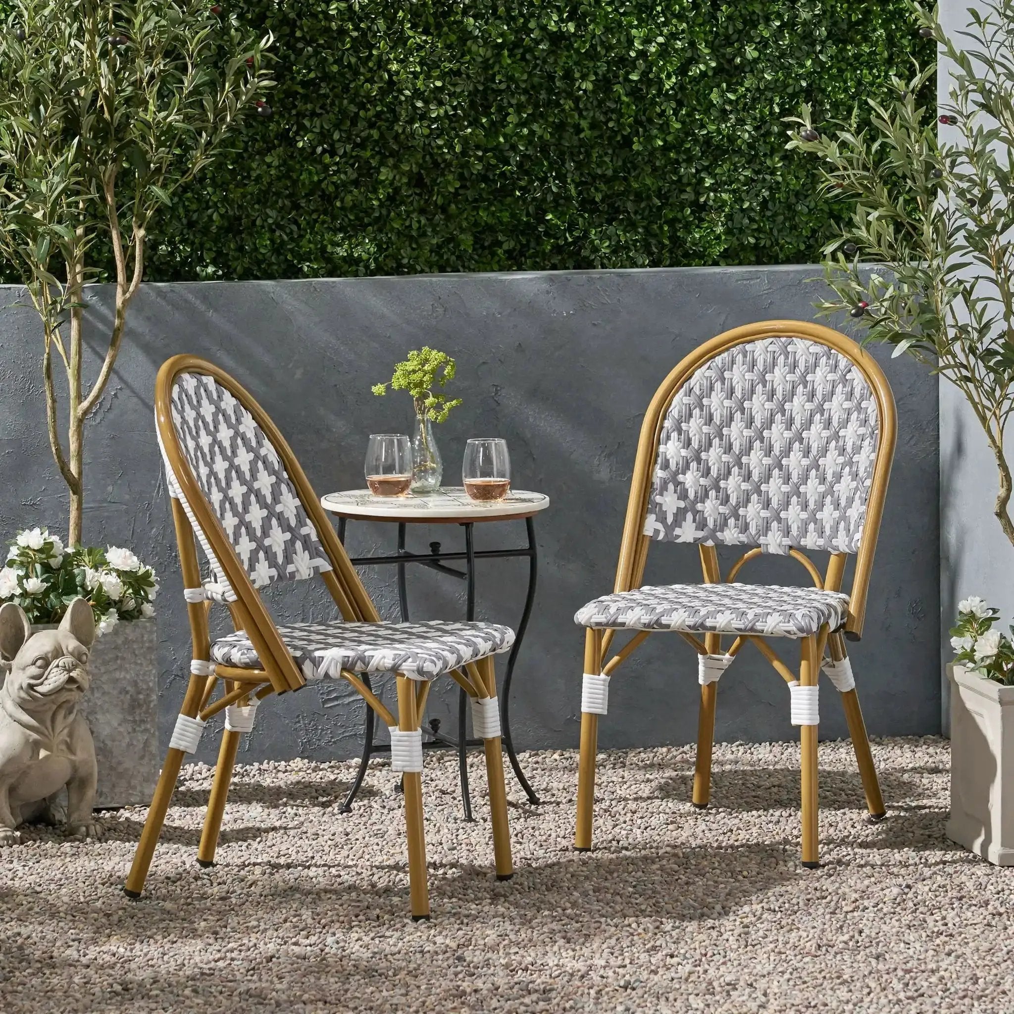 Chic French Bistro Chair With Durable Rattan And Aluminum Frame by HouseOfZazla