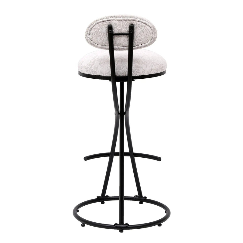 Round Print Bar Stools Upholstered Chairs For Kitchen (Set of 2)