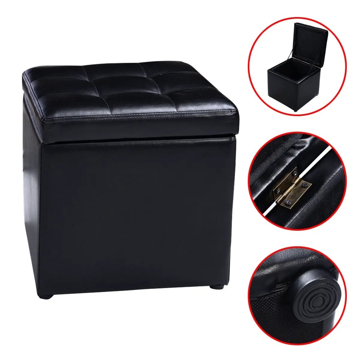 Foldable Cube Ottoman Pouffe Storage Seat by DirectDeals