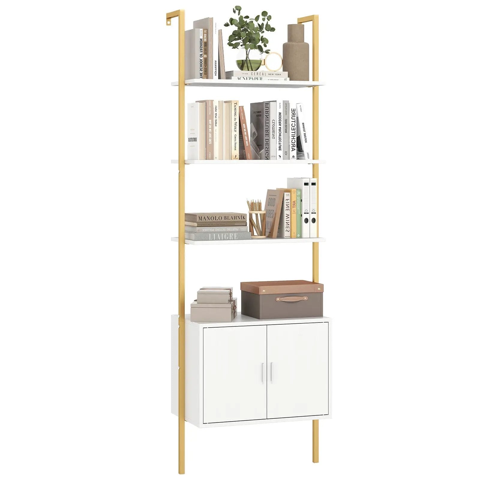 72.5 Inch Tall Bookshelf with Cabinet Anti-Tipping Kits and Metal Frame by DirectDeals