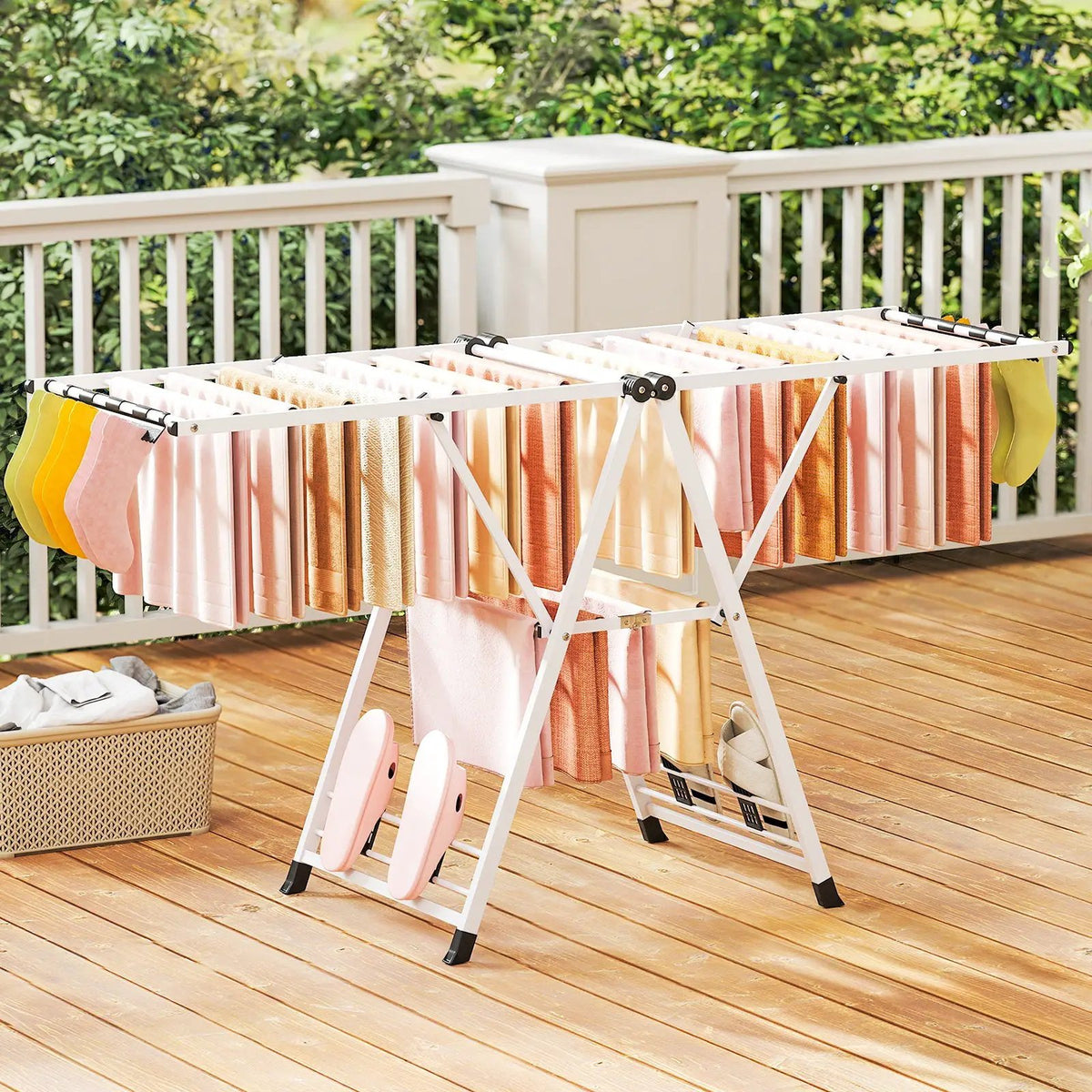72.5 Inches Clothes Drying Rack with Height Adjustable Wings by DirectDeals