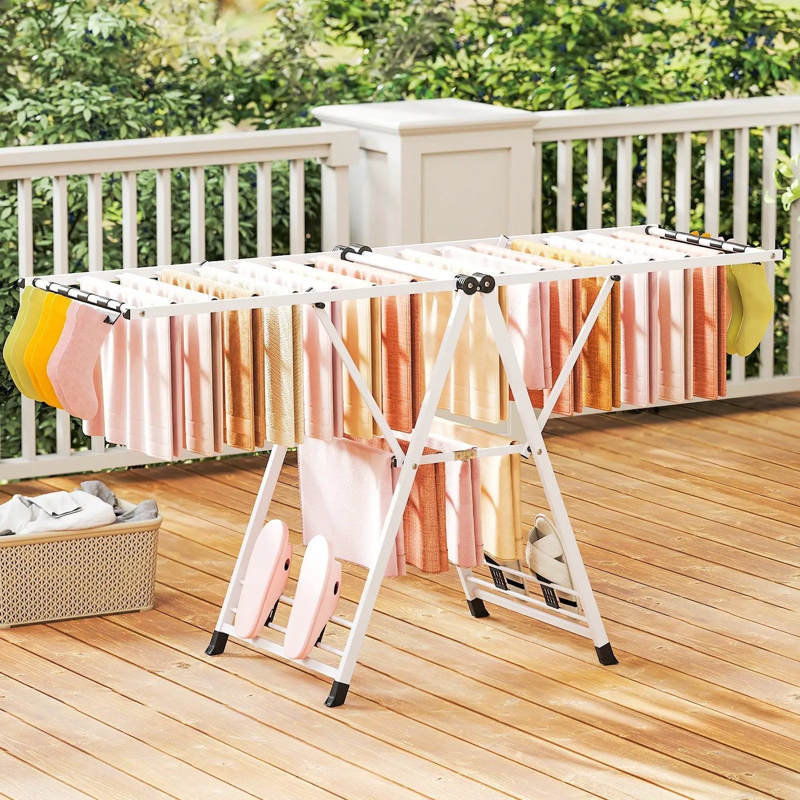 72.5 Inches Clothes Drying Rack with Height Adjustable Wings by DirectDeals