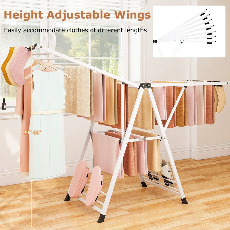 72.5 Inches Clothes Drying Rack with Height Adjustable Wings by DirectDeals