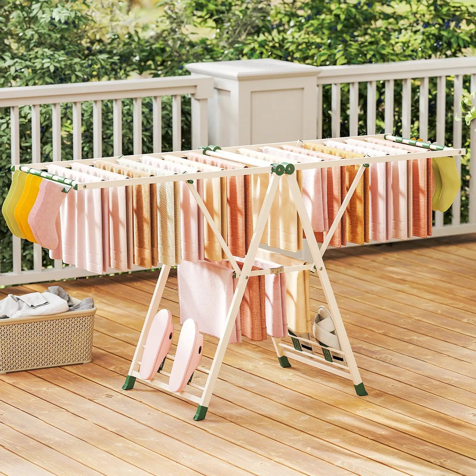 72.5 Inches Clothes Drying Rack with Height Adjustable Wings by DirectDeals