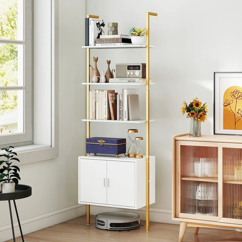 72.5 Inch Tall Bookshelf with Cabinet Anti-Tipping Kits and Metal Frame by DirectDeals