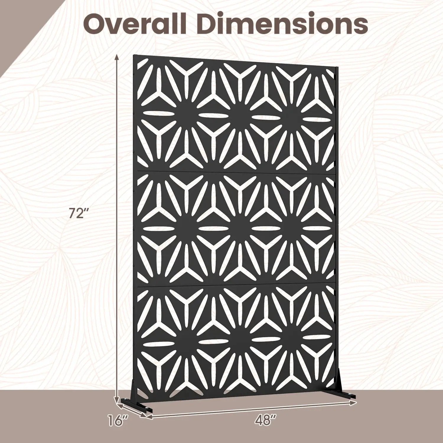 Metal Privacy Screen 72"H x 48"W Freestanding Fence Panel by DirectDeals