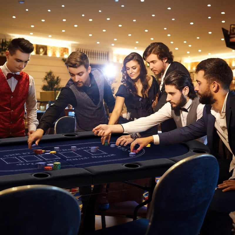 72 Inch Foldable Poker Table for 8 Players Portable Oval Card Board Game Table by DirectDeals