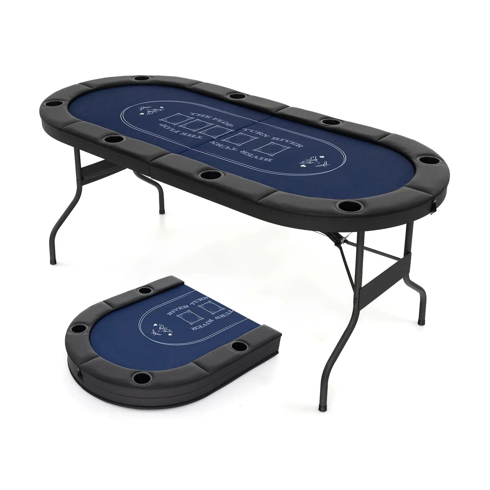 72 Inch Foldable Poker Table for 8 Players Portable Oval Card Board Game Table by DirectDeals