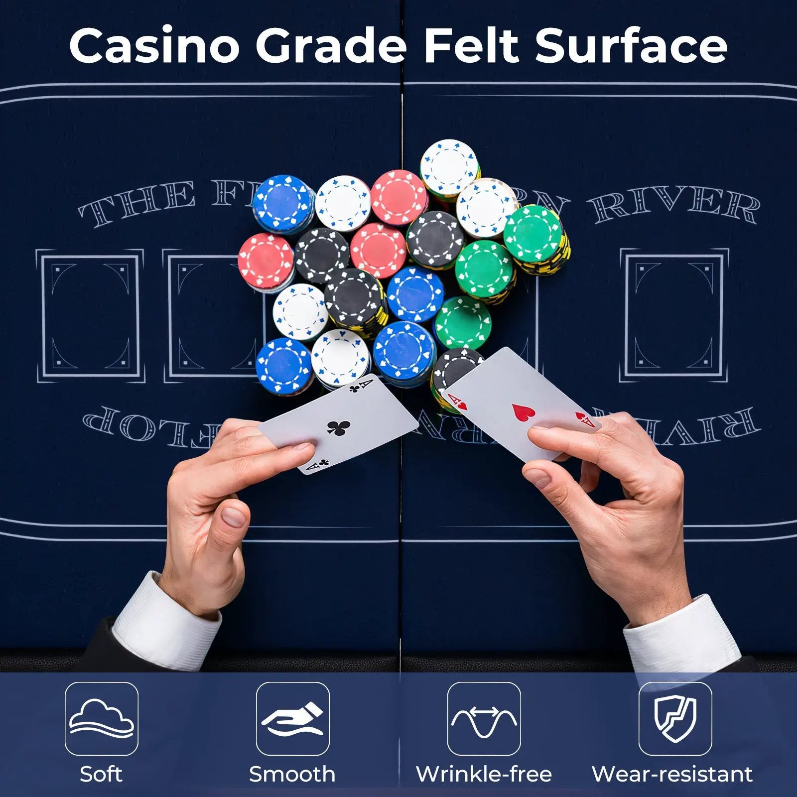 72 Inch Foldable Poker Table for 8 Players Portable Oval Card Board Game Table by DirectDeals
