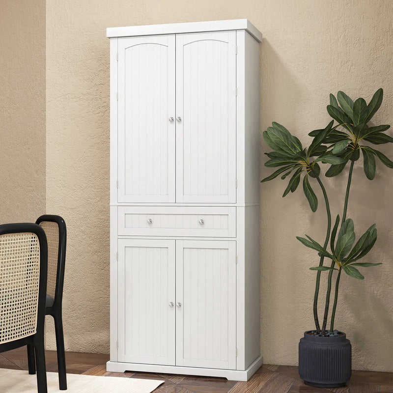 72 Inch Freestanding Kitchen Pantry Cabinet 4 Doors Storage Cupboard Shelves Drawer-White by DirectDeals
