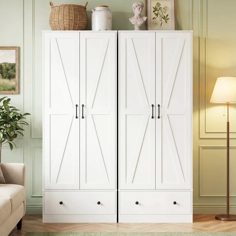72 Inch Tall Kitchen Pantry Cabinet Farmhouse Wooden Cupboard with 2 Doors by DirectDeals