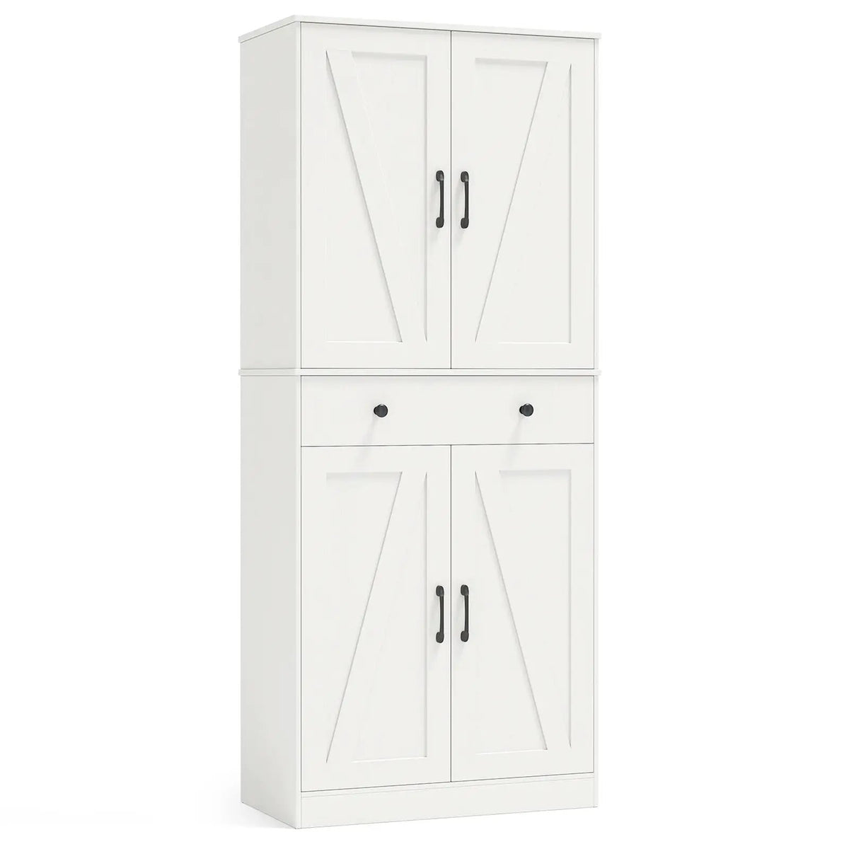 72 Inch Tall Modern Farmhouse Cupboard Cabinet with 4 Barn Doors by DirectDeals