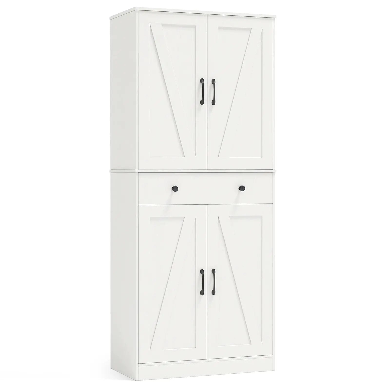 72 Inch Tall Modern Farmhouse Cupboard Cabinet with 4 Barn Doors by DirectDeals