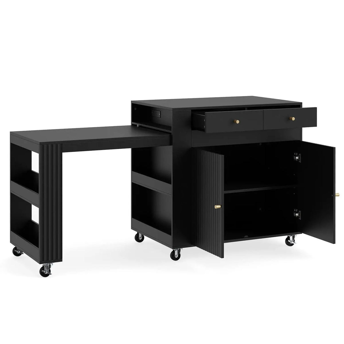 72" Kitchen Island with Extendable Dining Table & Power Outlet by DirectDeals
