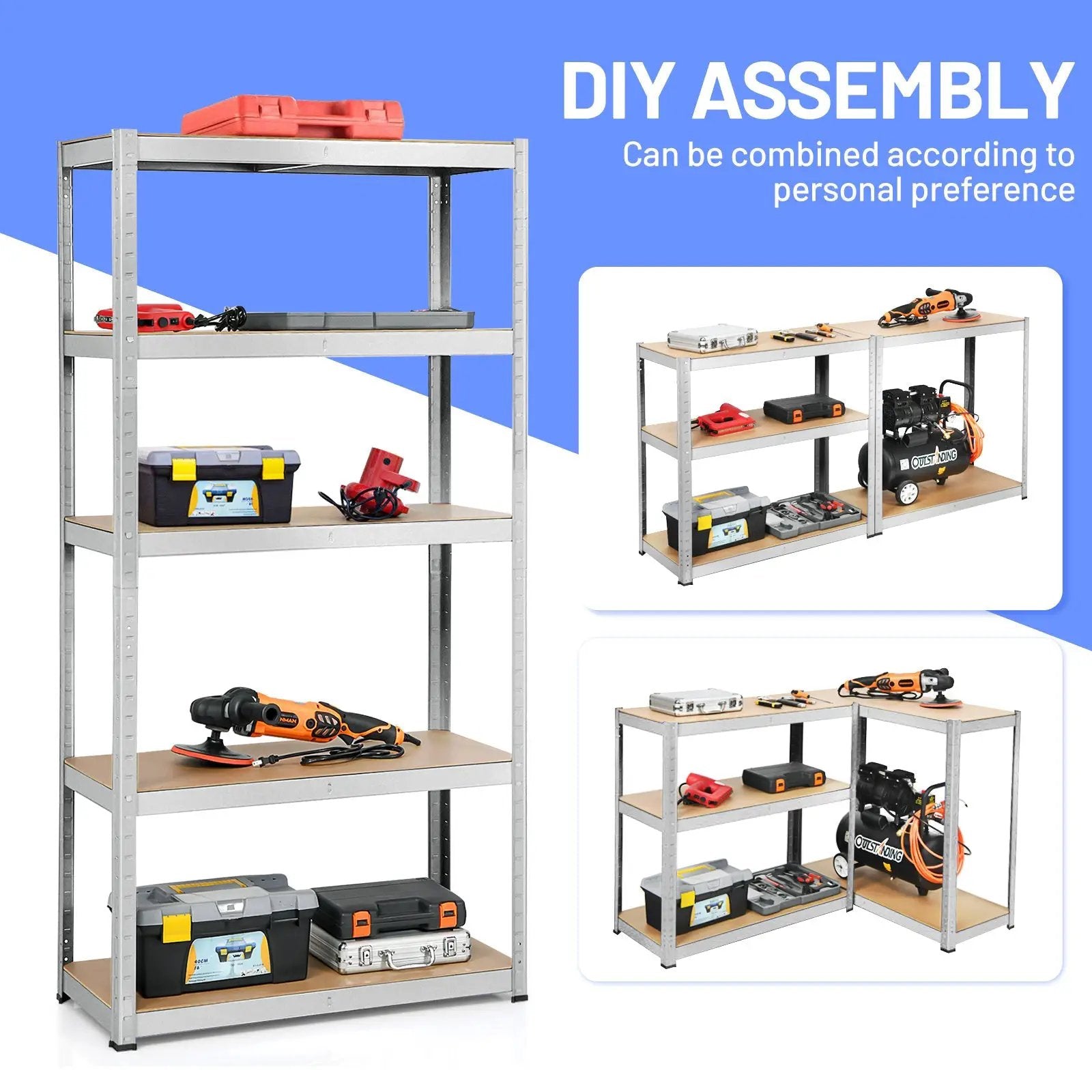 2 Pcs Storage Shelves Garage Shelving Units Tool Utility Shelves by DirectDeals