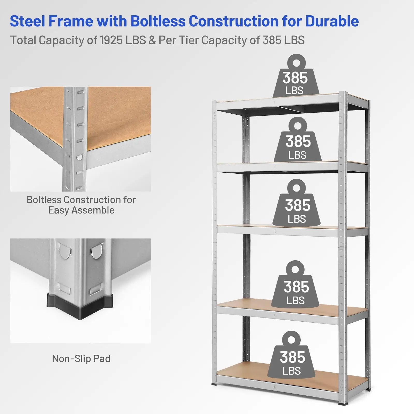 2 Pcs Storage Shelves Garage Shelving Units Tool Utility Shelves by DirectDeals